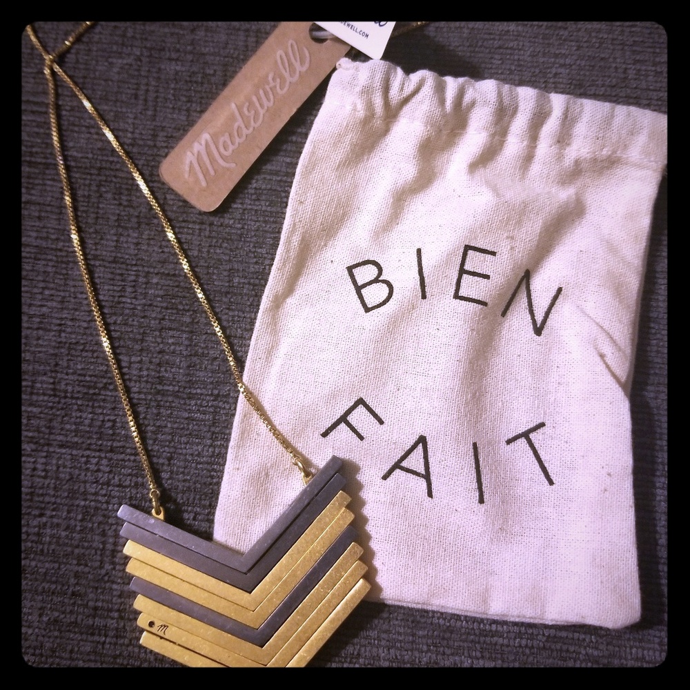 NWT Madewell Stacked Arrow Burnished Gold Necklace